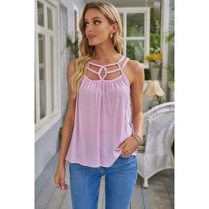 Size XL Pink Tank Top with Chest Cutout Detail